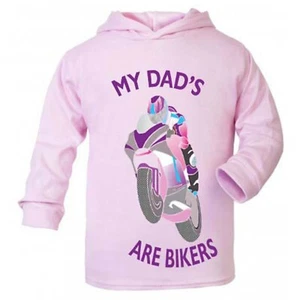 My Dad is a biker motorcycle toddler kids children pink hoodie 100% cotton - Picture 1 of 2