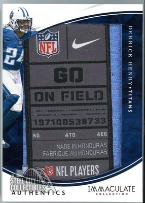 Derrick Henry 2016 Panini Immaculate Rookie Jersey Tag Card #DHE 5/5  - Image 1 of 2