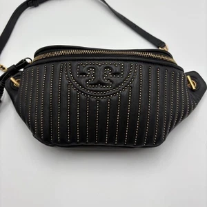 Good Condition Tory Burch Black Body Bag Waist Pouch Free Shipping Japan - Picture 1 of 8
