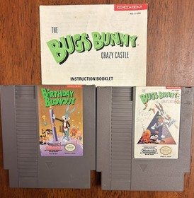 Bugs Bunny Crazy Castle and Bugy Bunny Birthday Blowout NES Nintendo Lot manual