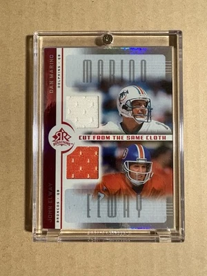 2005 ELWAY / MARINO UPPER DECK REFLECTIONS 2 COLOR GAME WORN JERSEY COMBO HOF - Image 1 of 3