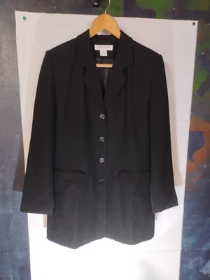 Chaqueta Blazer Traje Abrigo Vintage Josephine Chaus Negra Para Mujer Talla 8 Petite B7 Foto 1 de 4