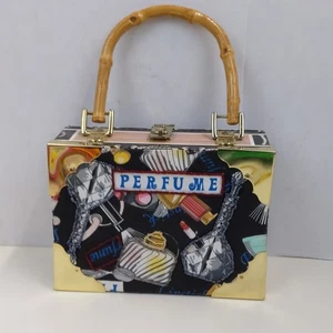 Sac à main boîte à cigares Romeo Roma fait main poignée bambou doublé léopard nouveauté sac - Photo 1/9