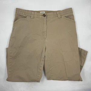 LL Bean Damen klassische Passform Hose Größe 16 Khaki Beige Baumwollmischung gerades Bein - Bild 1 von 9