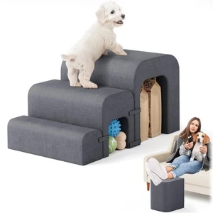 Dog Stairs for Small Dogs(Under 22LB), 3-Step Dog Ramp for Bed, Pet Stairs fo... - Picture 1 of 7