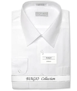 Biagio Mens 100% COTTON Solid WHITE Color Dress Shirt sz 19 36/37 - Picture 1 of 4
