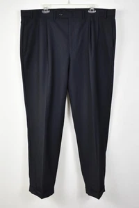 RALPH LAUREN Solid Black Wool Pleated Front Cuffed Total Comfort Pants 42 x 32 - Picture 1 of 4