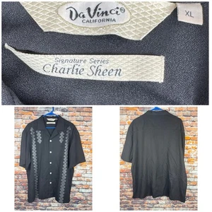 Da Vinci California Signature Series Charlie Sheen Diamond Bowling Shirt 2XL Y2K - Bild 1 von 10