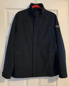 Tumi Jacket Mens Sz M Black Softshell Fleece Lined Stretch Full Zip Snap Rain - Picture 1 of 15
