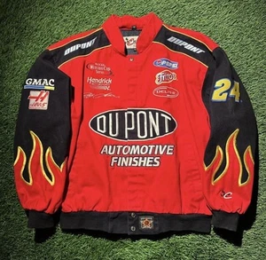 Vintage NASCAR Chase Authentics Dupont Champion Jeff Gordon Flames Jacket Sz xl - Picture 1 of 6