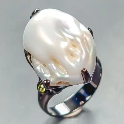Vintage jewelry Natural Baroque Pearl Ring 925 Sterling Silver Size 7 /R446604 - Image 1 of 4