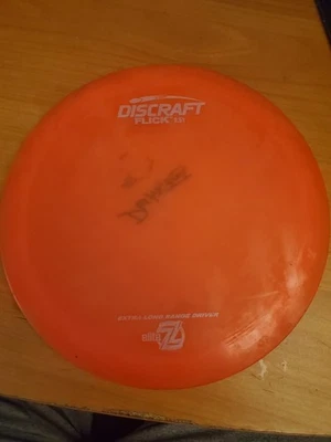 Discraft Elite Z Flick PFN Fingerprinty Old Orange Disc Great Shape Used Inked - Image 1 of 2