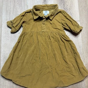 Old Navy Shirt Dress Corduroy Yellow Button Collar Toddler Girls 5T - Picture 1 of 4