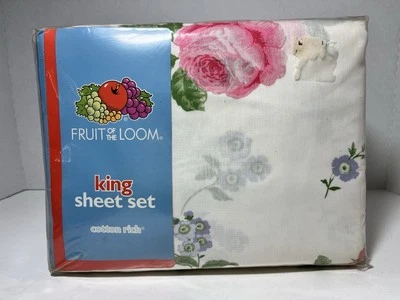 Fruit of the Loom Cotton Rich 2001 King Sheet Set NEW OLD STOCK RN 76706 - Image 1 of 3