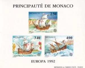 Europe CEPT 1992 Monaco Special S/S 19a barcos perforados Columbus MNH VF - Imagen 1 de 1