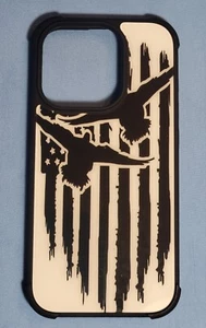NEW Black/White American Flag w/ Ducks Phone Case For iPhone 15 Pro-Duck Hunter - Picture 1 of 6