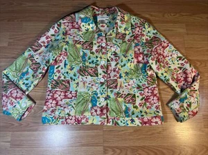 Coldwater Creek Womens Floral Blazer Size PM Cotton Lined Colorful Jacket - Picture 1 of 7