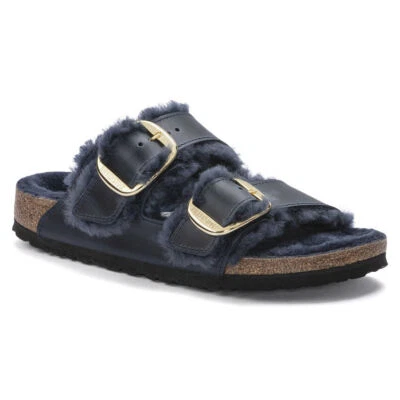 NIB Birkenstock Arizona Big Buckle Shearling in Midnight Blue Narrow 1023139 - Image 1 of 4