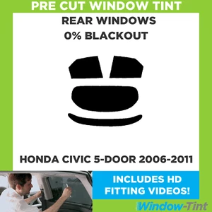 Für Honda Civic 5-Türer Hatchback 2006-11 vorgeschnittene Scheibentönung 0% Verdunkelungsfolie - Bild 1 von 10