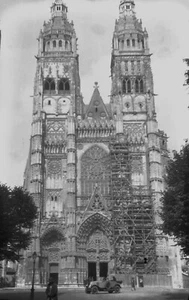 Tours Catedral-St Gatien-Francia Vintage Años 1920 Foto Negativo-Renault NN - Imagen 1 de 2
