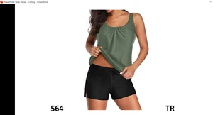 Aqua Eve Two Piece Women's Tankini Swimsuits Blouson Swim Tank Top with Shorts,M - Picture 1 of 7