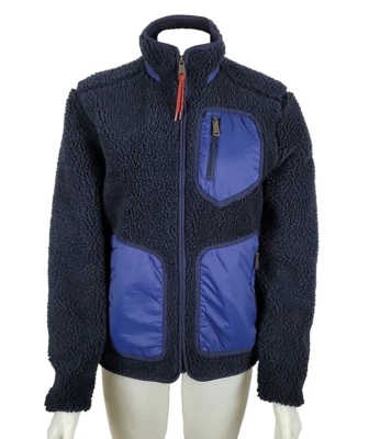 Chaqueta Napapijri Para Hombres TARA Azul Marino Sherpa Vellón Cremallera Talla Pequeña Foto 1 de 4