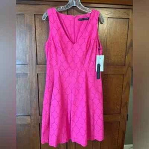NWT Nordstrom Ivanka Trump Dark Pink Eyelet Sleeveless Barbie core Dress Size 10 - Picture 1 of 9