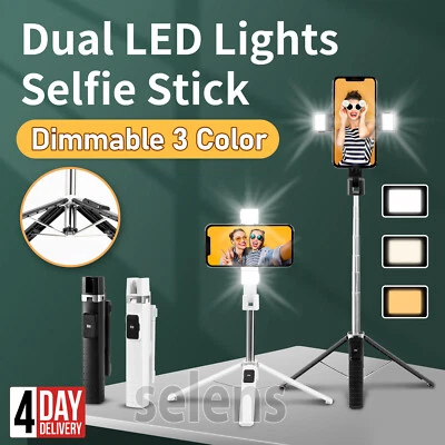 LED Light Selfie Stick Tripod Phone Holder Portable Bluetooth Remote For iPhone - image 1 of 4
