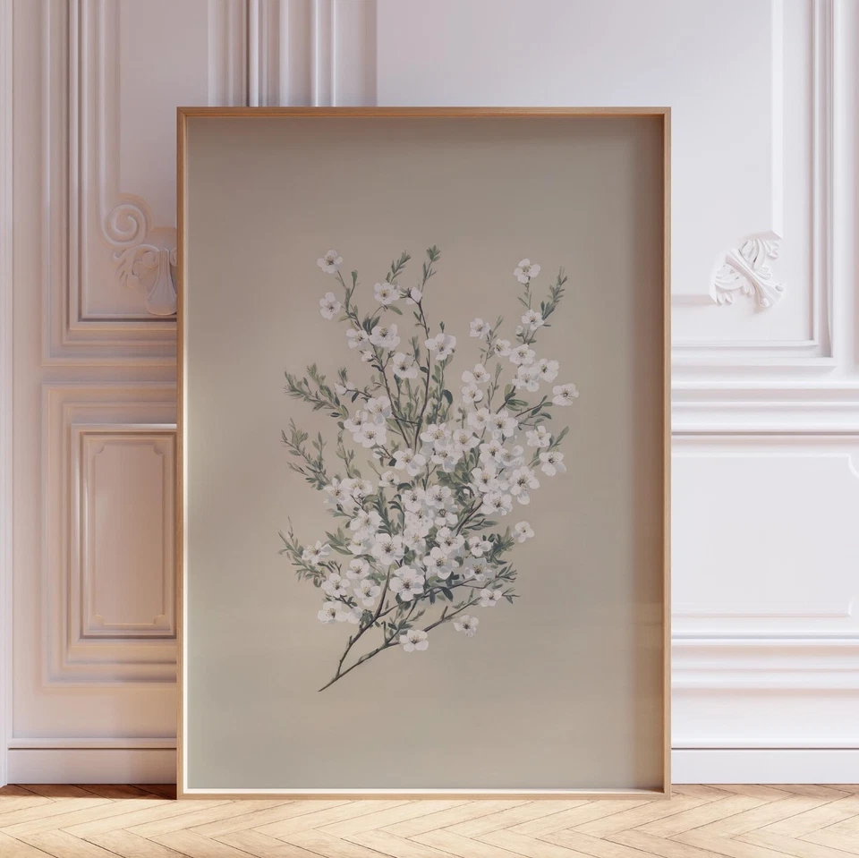 Impresión de arte de pared botánico floral neutro vintage Foto 1 de 4