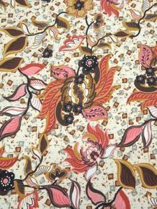 Salmon Floral Crepe De Chine Fabric Textured Import from Italy  By the Yard  - Picture 1 of 2