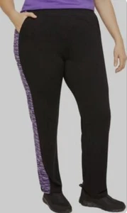 Catherines Black Wisteria Stripe Straight Leg Pants Petite 3X, 26/28 - Picture 1 of 10