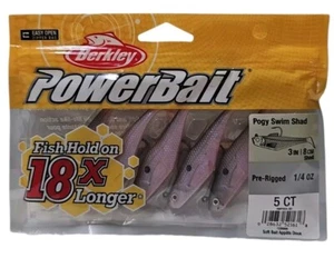 Berkley PowerBait 3" Pogy Swim Shad Soft Bait - Pre-Rigged - 5 Count - Picture 1 of 2
