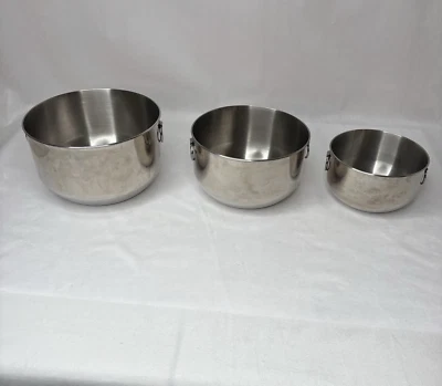 Set of 3 Farberware Nesting Mixing Bowls Stainless Steel Double Thumb Rings - Image 1 of 4