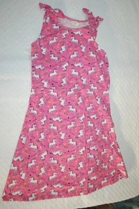 Girls Casual Knit Skater Dress PINK w/ UNICORNS RAINBOWS STARS Sleevlss XL 14-16 - Picture 1 of 1