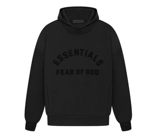 Felpa con cappuccio Fear of God Essentials tasche Medium Jet Black Nuova