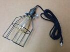 Vintage Brass Edison Lighting Pendant Black Round Cord w/ Plug BRONZE Bulb Cage