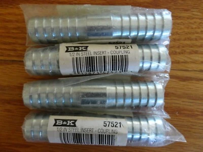 Lot of 4 B & K 1/2" Steel Insert Coupling Hose Barb Connector Pipe Fitting 4 Pk - Image 1 of 4