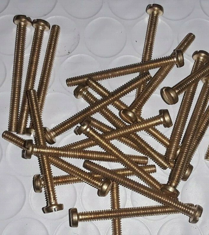 #2-56 X 1" PAN HEAD SLOTTED, SOLID BRASS, MACHINE SCREWS, SELECT QTY - Image 1 of 1