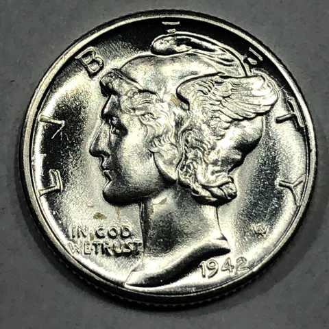 1942-D  Uncirculated Mercury Silver Dime - Coin #19741 Cover