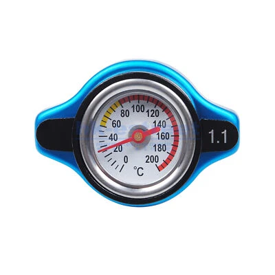 Car Thermostatic Gauge Radiator Cap Cover Small Head With Water Temp Meter Blue - Image 1 of 4