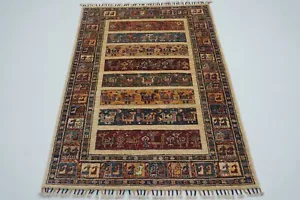 3 x 5 ft Beige Animal Gabbeh Afghan Hand Knotted Wool Tribal Area Rug - Picture 1 of 18