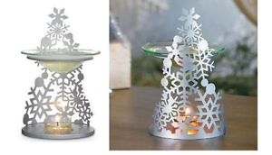 PARTYLITE  SNOWFLAKE FRAGRANCE SIVER CHRISTMAS TREE WARMER NEW IN BOX