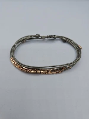All Stacked Up GRAY Leather Chain Bracelet - Image 1 of 4