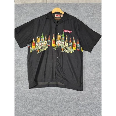 Camisa Malibu Dreams Para Hombres Negra Manga Corta Cerveza Vegas Hawaiana Abotonada M Foto 1 de 4