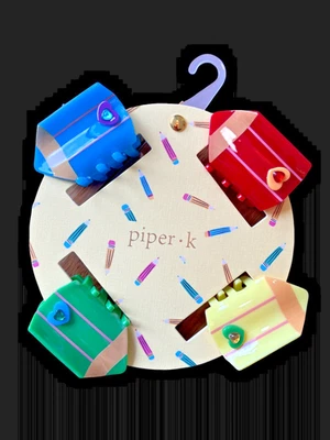 New Piper K Set Of 4 School Themed Hair Clips—BUS/PENCIL/ETC..—HARD TO FIND!! - Image 1 of 3