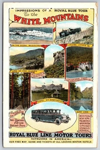 White Mountains NH~Royal Blue Line Motor Tours~Touring Bus~Old Man~c1920 Adv - Picture 1 of 2