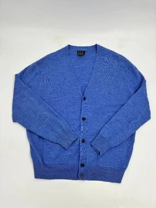 Jos. A. Bank Cardigan Sweater Mens Size M Blue Wool Button Front Knit - Picture 1 of 5