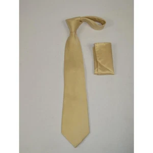 Men's Tie and Hankie Set by J.Valintin Collection #Pro4 Solid Beige - Picture 1 of 2