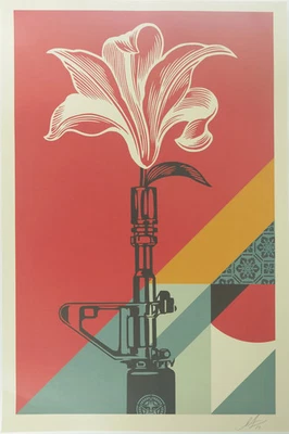 Shepard Fairey (Obey) : Ar 15 Lily - Lithografie Originell Unterzeichnet - Bild 1 von 4