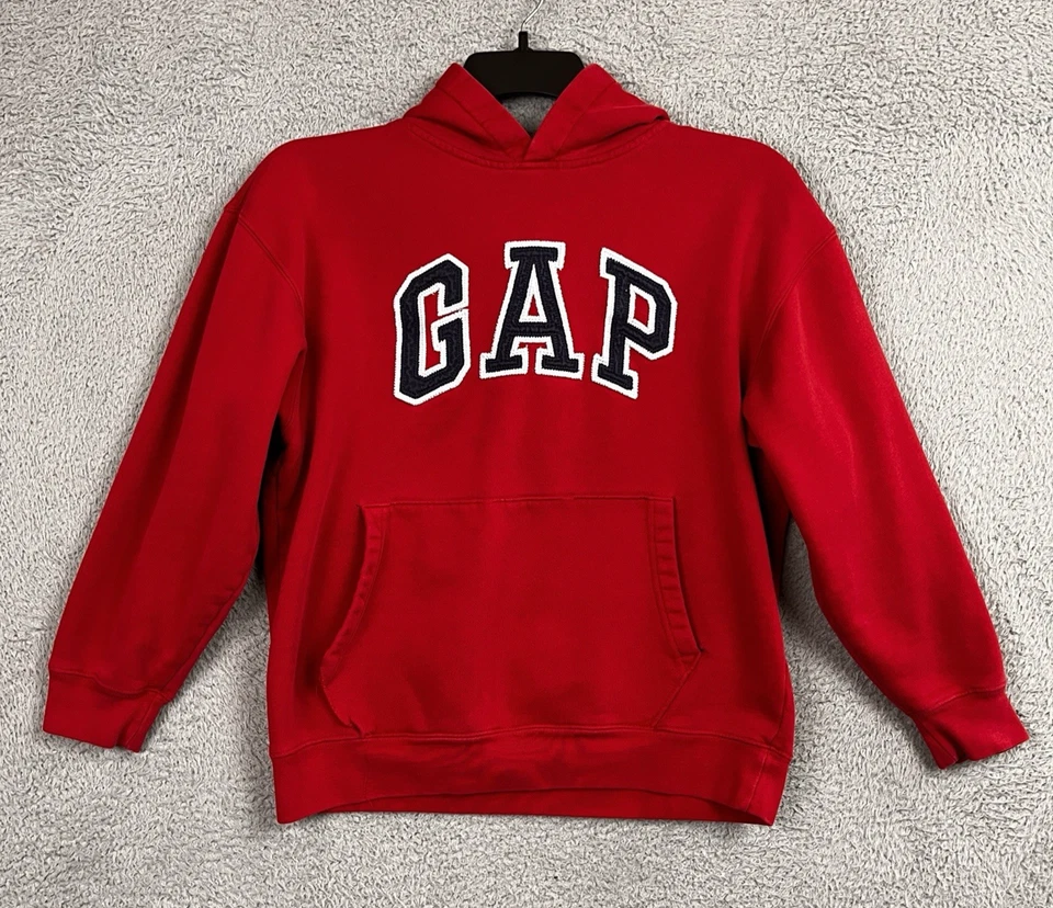 Gap Sweatshirt Hoodie YOUTH XXL 14-16 Red with Blue Spell Out Distressed 2011 - Image 1 of 4